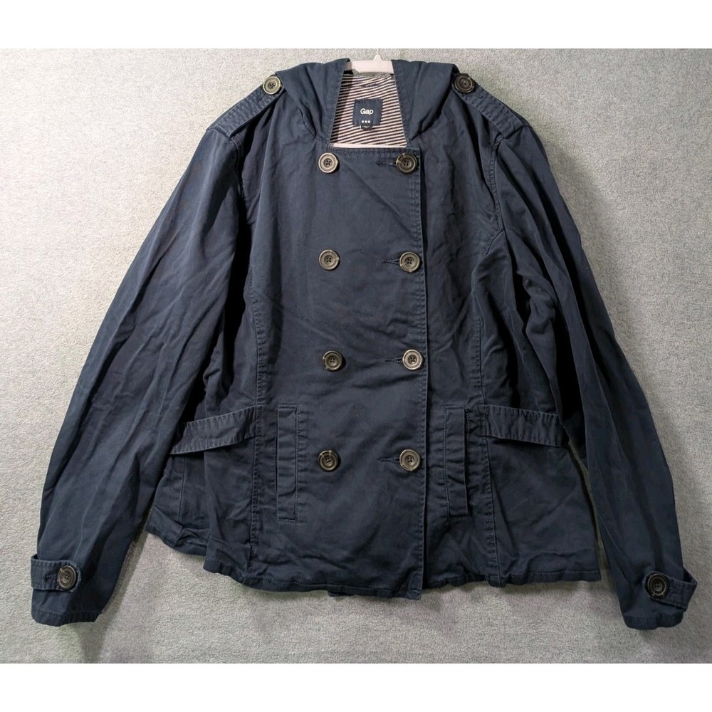 Gap Womens Hooded Peacoat Jacket XL Navy Blue 2011 Classic Utility Coat Gorpcore